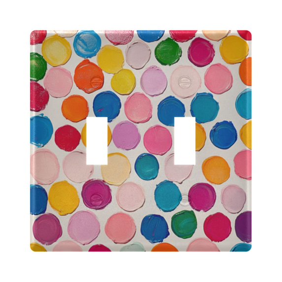 Yayeee Toggle Light Switch Wall Plate 2-Gang 4.56"x4.48" Decorative Outlet Cover, Watercolor Circles