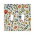 thumbnail image 1 of Yayeee Toggle Light Switch Wall Plate 2-Gang 4.56"x4.48" Decorative Outlet Cover, Watercolor Wildflowers Pattern, 1 of 7