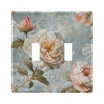 Yayeee Toggle Light Switch Wall Plate 2-Gang 4.56"x4.48" Decorative Outlet Cover, Whimsical Rose