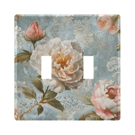 Yayeee Toggle Light Switch Wall Plate 2-Gang 4.56"x4.48" Decorative Outlet Cover, Whimsical Rose