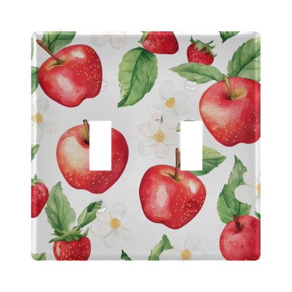 Yayeee Toggle Light Switch Wall Plate 2-Gang 4.56"x4.48" Decorative Outlet Cover, White Apple Pattern