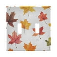 thumbnail image 1 of Yayeee Toggle Light Switch Wall Plate 2-Gang 4.56"x4.48" Decorative Outlet Cover, White Autumn Leaves, 1 of 7