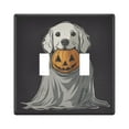 thumbnail image 1 of Yayeee Toggle Light Switch Wall Plate 2-Gang 4.56"x4.48" Decorative Outlet Cover, White Halloween Dog, 1 of 7