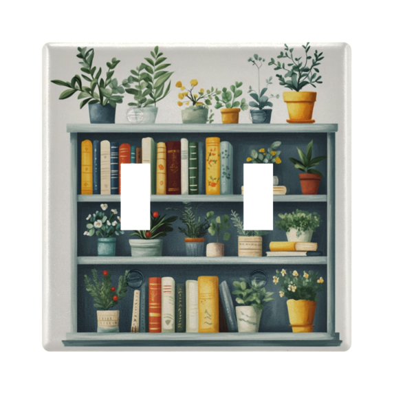 Yayeee Toggle Light Switch Wall Plate 2-Gang 4.56"x4.48" Decorative Outlet Cover, White Shelf