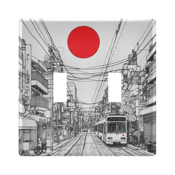 Yayeee Toggle Light Switch Wall Plate 2-Gang 4.56"x4.48" Decorative Outlet Cover, White Streets