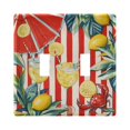 thumbnail image 1 of Yayeee Toggle Light Switch Wall Plate 2-Gang 4.56"x4.48" Decorative Outlet Cover, White Striped Lemon, 1 of 7