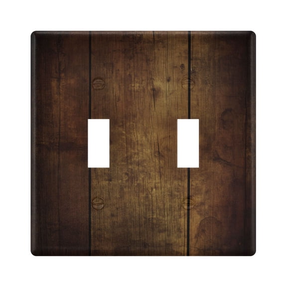 Yayeee Toggle Light Switch Wall Plate 2-Gang 4.56"x4.48" Decorative Outlet Cover, Wood Grain