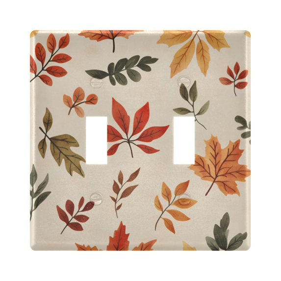 Yayeee Toggle Light Switch Wall Plate 2-Gang 4.56"x4.48" Decorative Outlet Cover, Yellow Autumn Leaves