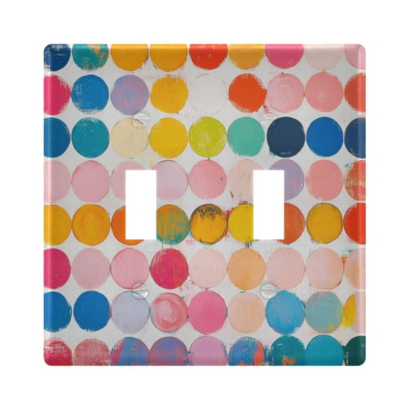 Yayeee Toggle Light Switch Wall Plate 2-Gang 4.56"x4.48" Decorative Outlet Cover, Yellow Circles
