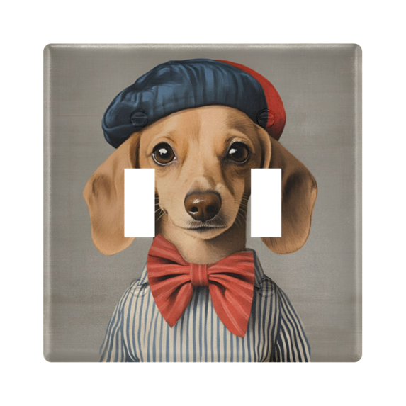 Yayeee Toggle Light Switch Wall Plate 2-Gang 4.56"x4.48" Decorative Outlet Cover, Yellow Dog Artist