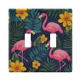 thumbnail image 1 of Yayeee Toggle Light Switch Wall Plate 2-Gang 4.56"x4.48" Decorative Outlet Cover, Yellow Floral Flamingo, 1 of 7