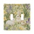 thumbnail image 1 of Yayeee Toggle Light Switch Wall Plate 2-Gang 4.56"x4.48" Decorative Outlet Cover, Yellow Floral Rabbit, 1 of 7
