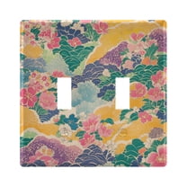 Yayeee Toggle Light Switch Wall Plate 2-Gang 4.56"x4.48" Decorative Outlet Cover, Yellow Floral Wave