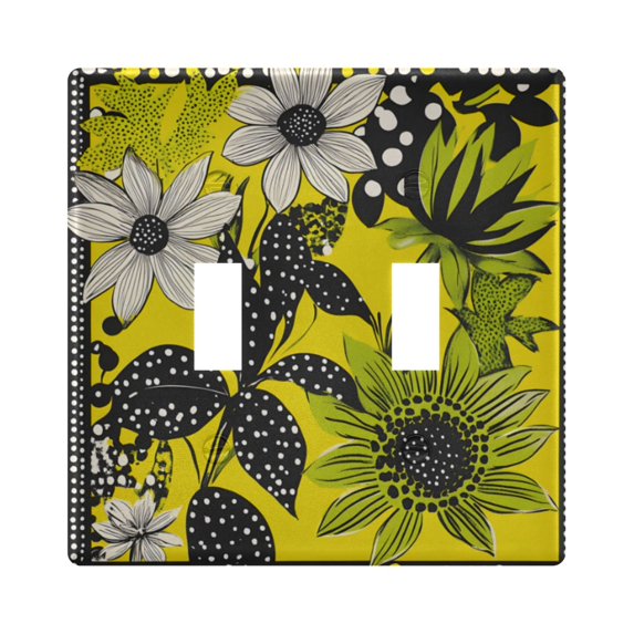 Yayeee Toggle Light Switch Wall Plate 2-Gang 4.56"x4.48" Decorative Outlet Cover, Yellow Flowers