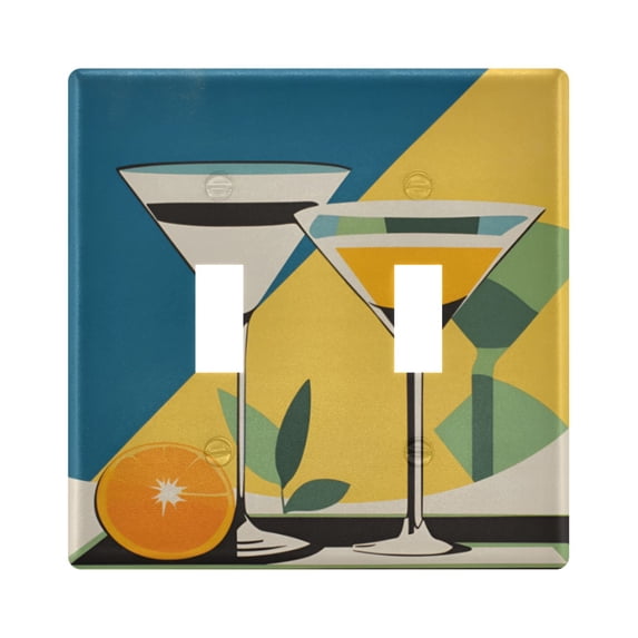 Yayeee Toggle Light Switch Wall Plate 2-Gang 4.56"x4.48" Decorative Outlet Cover, Yellow Glasses