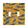 thumbnail image 1 of Yayeee Toggle Light Switch Wall Plate 2-Gang 4.56"x4.48" Decorative Outlet Cover, Yellow Sardines Pattern, 1 of 7