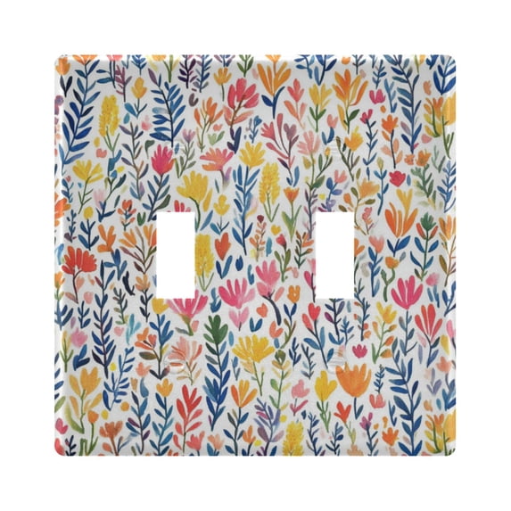 Yayeee Toggle Light Switch Wall Plate 2-Gang 4.56"x4.48" Decorative Outlet Cover, Yellow Wildflower Pattern
