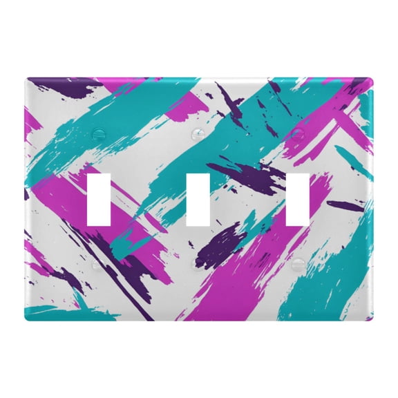Yayeee Toggle Light Switch Wall Plate 3-Gang 6.37"x4.48" Decorative Outlet Cover, Abstract Drawing