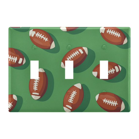 Yayeee Toggle Light Switch Wall Plate 3-Gang 6.37"x4.48" Decorative Outlet Cover, American Footballs