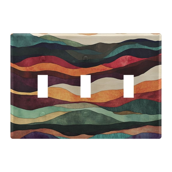 Yayeee Toggle Light Switch Wall Plate 3-Gang 6.37"x4.48" Decorative Outlet Cover, Artistic Desert Pattern