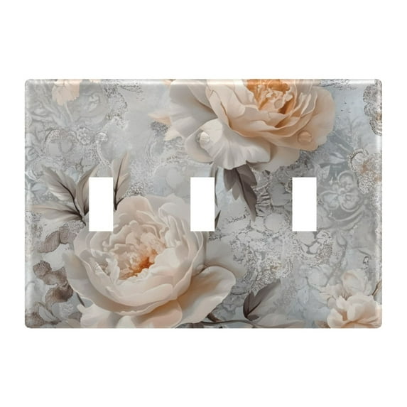 Yayeee Toggle Light Switch Wall Plate 3-Gang 6.37"x4.48" Decorative Outlet Cover, Beautiful Floral