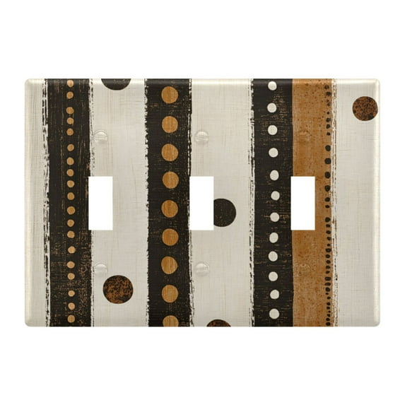 Yayeee Toggle Light Switch Wall Plate 3-Gang 6.37"x4.48" Decorative Outlet Cover, Beige Abstract Dots