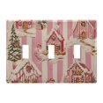 thumbnail image 1 of Yayeee Toggle Light Switch Wall Plate 3-Gang 6.37"x4.48" Decorative Outlet Cover, Beige Gingerbread Houses, 1 of 7