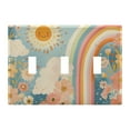 thumbnail image 1 of Yayeee Toggle Light Switch Wall Plate 3-Gang 6.37"x4.48" Decorative Outlet Cover, Beige Rainbow Clouds, 1 of 7