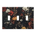 thumbnail image 1 of Yayeee Toggle Light Switch Wall Plate 3-Gang 6.37"x4.48" Decorative Outlet Cover, Black Floral Pattern, 1 of 7