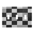 thumbnail image 1 of Yayeee Toggle Light Switch Wall Plate 3-Gang 6.37"x4.48" Decorative Outlet Cover, Black and Gray Plaid Pattern, 1 of 7