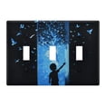 thumbnail image 1 of Yayeee Toggle Light Switch Wall Plate 3-Gang 6.37"x4.48" Decorative Outlet Cover, Blue Butterfly, 1 of 7
