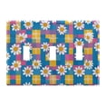 thumbnail image 1 of Yayeee Toggle Light Switch Wall Plate 3-Gang 6.37"x4.48" Decorative Outlet Cover, Blue Checkered Daisy, 1 of 7
