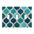 thumbnail image 1 of Yayeee Toggle Light Switch Wall Plate 3-Gang 6.37"x4.48" Decorative Outlet Cover, Blue Geometric Pattern, 1 of 7