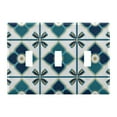 thumbnail image 1 of Yayeee Toggle Light Switch Wall Plate 3-Gang 6.37"x4.48" Decorative Outlet Cover, Blue Mosaic Pattern, 1 of 7