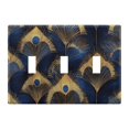 thumbnail image 1 of Yayeee Toggle Light Switch Wall Plate 3-Gang 6.37"x4.48" Decorative Outlet Cover, Blue Peacock Feathers Pattern, 1 of 7