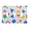 thumbnail image 1 of Yayeee Toggle Light Switch Wall Plate 3-Gang 6.37"x4.48" Decorative Outlet Cover, Blue Retro Triangles, 1 of 7