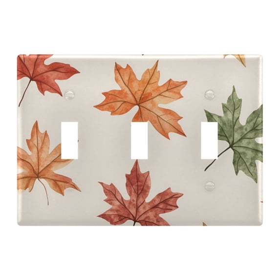 Yayeee Toggle Light Switch Wall Plate 3-Gang 6.37"x4.48" Decorative Outlet Cover, Brown Autumn Leaves