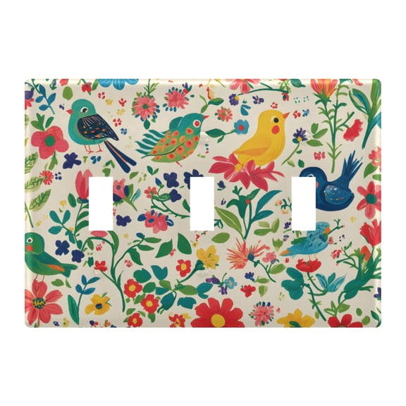 Yayeee Toggle Light Switch Wall Plate 3-Gang 6.37"x4.48" Decorative Outlet Cover, Cartoon Animals