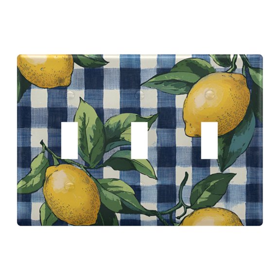 Yayeee Toggle Light Switch Wall Plate 3-Gang 6.37"x4.48" Decorative Outlet Cover, Cartoon Beige Lemon