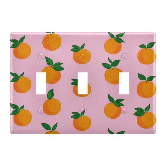 Yayeee Toggle Light Switch Wall Plate 3-Gang 6.37"x4.48" Decorative Outlet Cover, Cartoon Oranges