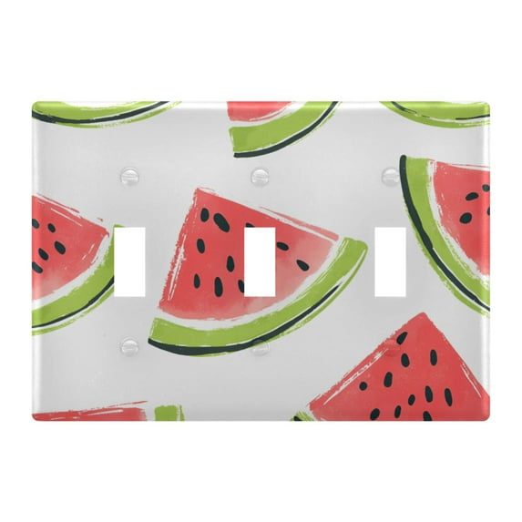 Yayeee Toggle Light Switch Wall Plate 3-Gang 6.37"x4.48" Decorative Outlet Cover, Cartoon Watermelon