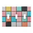 thumbnail image 1 of Yayeee Toggle Light Switch Wall Plate 3-Gang 6.37"x4.48" Decorative Outlet Cover, Colorful Checkered Pattern, 1 of 7