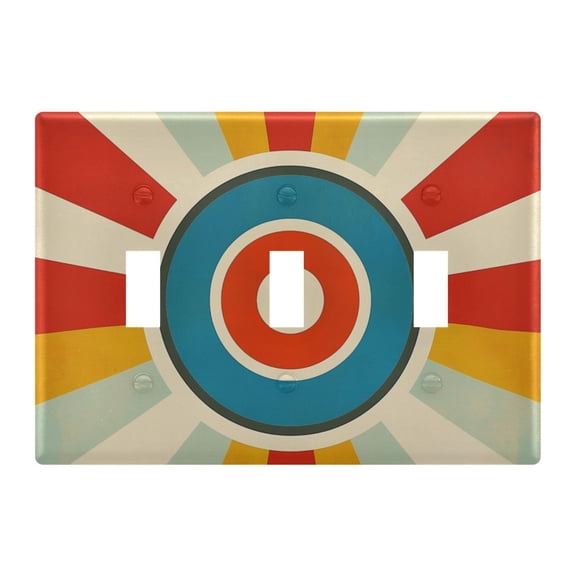 Yayeee Toggle Light Switch Wall Plate 3-Gang 6.37"x4.48" Decorative Outlet Cover, Colorful Circles