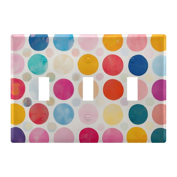 Yayeee Toggle Light Switch Wall Plate 3-Gang 6.37"x4.48" Decorative Outlet Cover, Colorful Circles