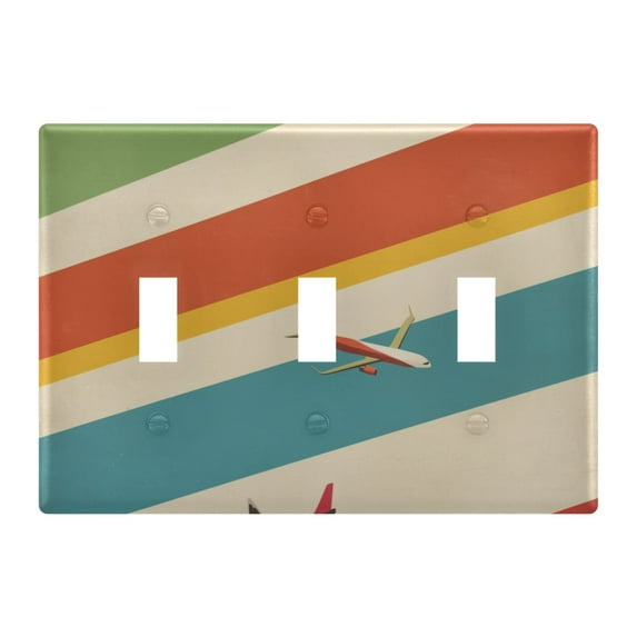 Yayeee Toggle Light Switch Wall Plate 3-Gang 6.37"x4.48" Decorative Outlet Cover, Colorful Plane