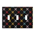 thumbnail image 1 of Yayeee Toggle Light Switch Wall Plate 3-Gang 6.37"x4.48" Decorative Outlet Cover, Colourful Geometric Pattern, 1 of 7