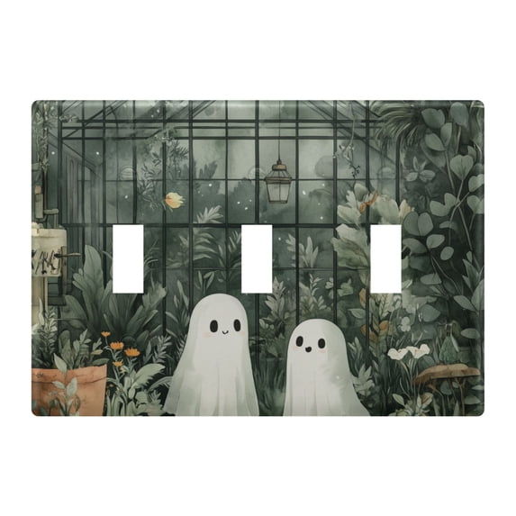 Yayeee Toggle Light Switch Wall Plate 3-Gang 6.37"x4.48" Decorative Outlet Cover, Cute Ghosts Playing
