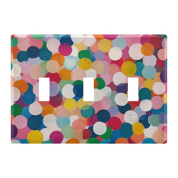 Yayeee Toggle Light Switch Wall Plate 3-Gang 6.37"x4.48" Decorative Outlet Cover, Dark Colorful Circles