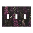thumbnail image 1 of Yayeee Toggle Light Switch Wall Plate 3-Gang 6.37"x4.48" Decorative Outlet Cover, Dark Purple Floral Pattern, 1 of 7