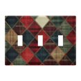 thumbnail image 1 of Yayeee Toggle Light Switch Wall Plate 3-Gang 6.37"x4.48" Decorative Outlet Cover, Dark Tartan Pattern, 1 of 7